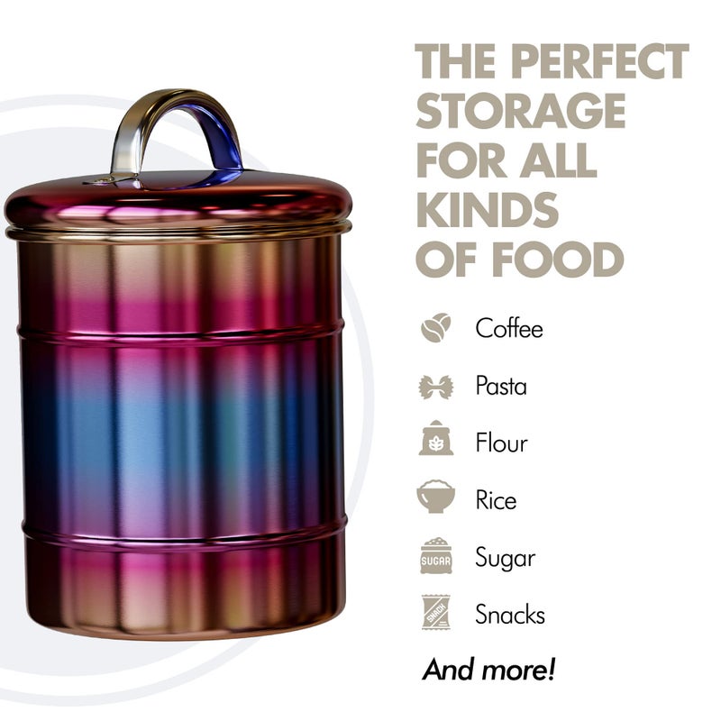 Amici Home Rainbow Metal Storage Canister | Dry Food Storage Container | Airtight Lid | 38 Ounce Capacity | Modern Home DÃ©cor | Decorative Metal Canister for Kitchen Countertop - Image 3